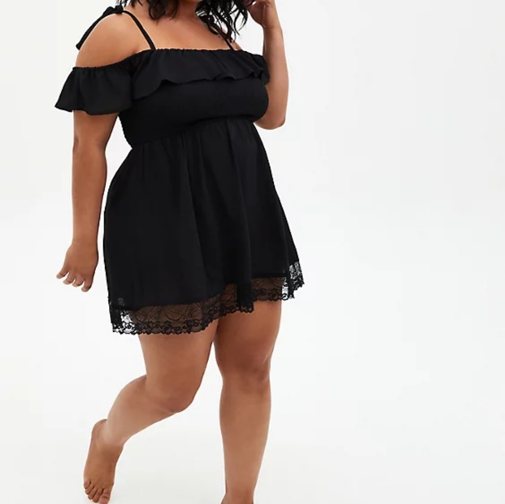 Torrid swim cover up cold shoulder dress 00
